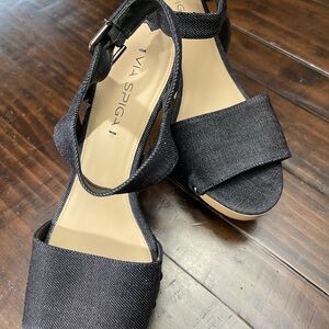 The dynamic trio denim wedge sandal size 11